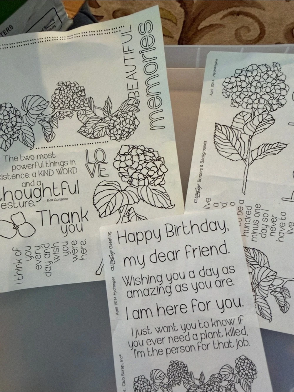 Hydranga Floral Sentiment rubber mount Stamp Set